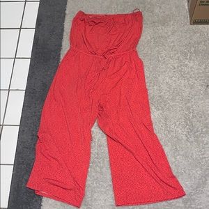 Strapless culotte jumpsuit